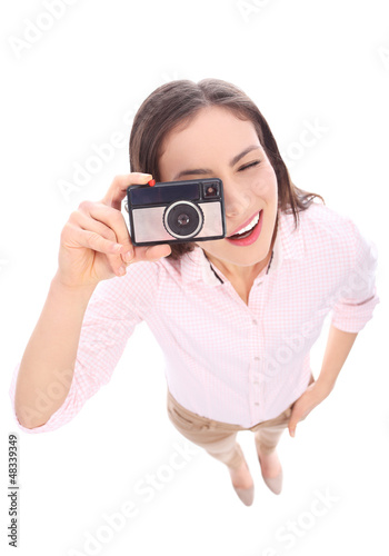Photo: Woman with vintage camera Woman with vintage camera
