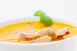 Kuerbissuppe mit Hähnchenspieß