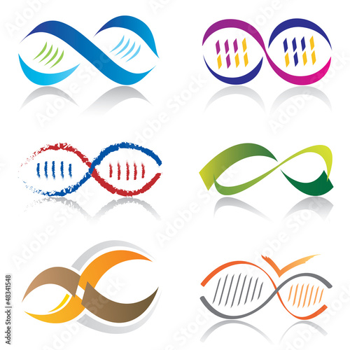 Vector: Ensemble d'Icones Symbole Infini / Icones Molécule ADN Ensemble d'Icones Symbole Infini / Icones Molécule ADN