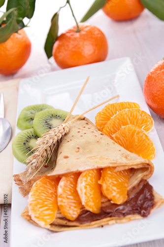 Photo: crepe with clementine and chocolate crepe with clementine and chocolate
