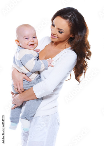 Photo: Young mother with a happy baby Young mother with a happy baby