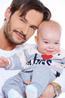 Closeup portait of a father and baby