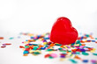 canvas print picture - Red hearts and confetti