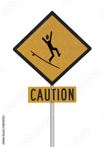 Illustration: Crazy Surfer Caution Sign Crazy Surfer Caution Sign