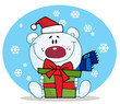 Giving Christmas Polar Bear Holding A Gift