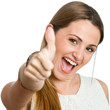 Attractive girl showing thumbs up.