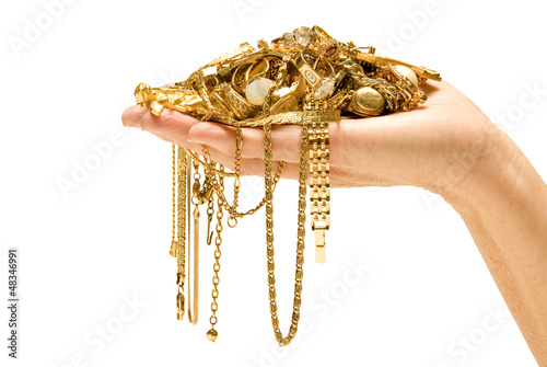 Photo: Hand Holding Beautiful gold ready to sell. Hand Holding Beautiful gold ready to sell.