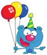 Bear In Party Hat With Balloons