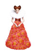Red Hair Duchess. Retro Woman in Jabot. Renaissance. Fantasy