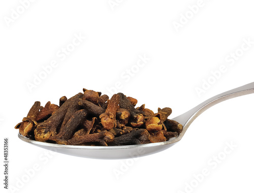 Photo: Cloves Macro Closeup, Isolated Teaspoon Of, Spoonful Spoon Cloves Macro Closeup, Isolated Teaspoon Of, Spoonful Spoon
