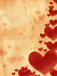 Illustration: red striped hearts on old paper red striped hearts on old paper