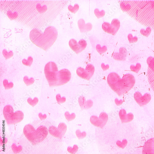 Illustration: pink striped hearts on old paper pink striped hearts on old paper