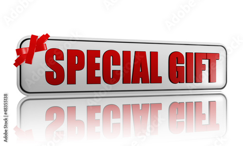 Illustration: special gift banner with ribbon special gift banner with ribbon