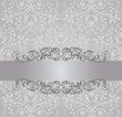 Seamless silver foliage wallpaper and vintage banner