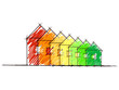 Vector: Sketch of the diagram of house energy efficiency rating. Eps10 Sketch of the diagram of house energy efficiency rating. Eps10