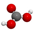 Carbonic acid (H2CO3) molecule, chemical structure.