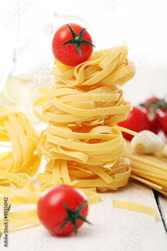 Photo: Spaghetti with vegetables isolated Spaghetti with vegetables isolated