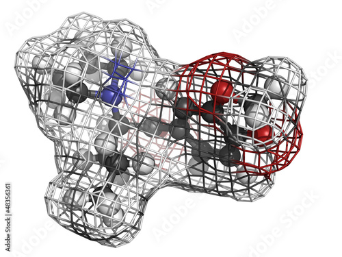 Illustration: methylenedioxypyrovalerone (MDPV, Bath salts) molecule, chemical methylenedioxypyrovalerone (MDPV, Bath salts) molecule, chemical