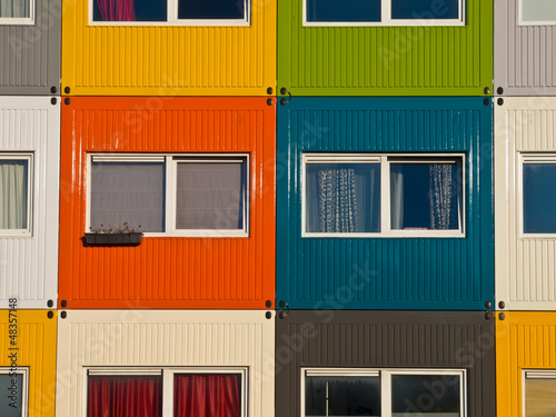 Photo: colorful cargo containers used as home by students colorful cargo containers used as home by students