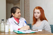 mature doctor examining teenager