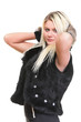 Portrait of young attractive fur woman