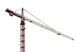 Foto: single red and white hoisting crane single red and white hoisting crane