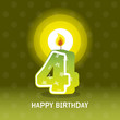 birthday card, fourth birthday with candle