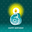 birthday card, sixth birthday with candle