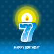 birthday card, seventh birthday with candle