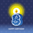 birthday card, eighth birthday with candle