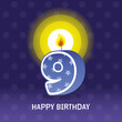 birthday card, ninth birthday with candle