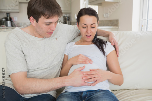 Photo: Baby kicking in mother's stomach Baby kicking in mother's stomach