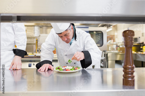 Photo: Chef garnishing his salad Chef garnishing his salad