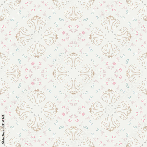 Vector: Vector seamless sea pattern with shells. Vector seamless sea pattern with shells.