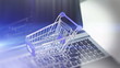 Online Shopping. Shopping cart on a keyboard.