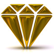3d illustration of gold diamond icon