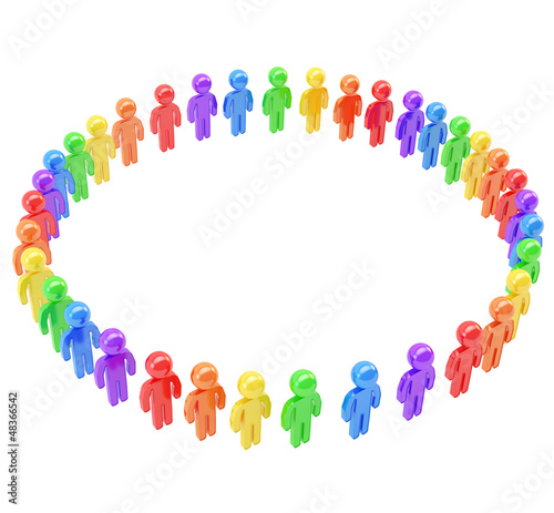 Illustration: Round frame made of group of symbolic people Round frame made of group of symbolic people