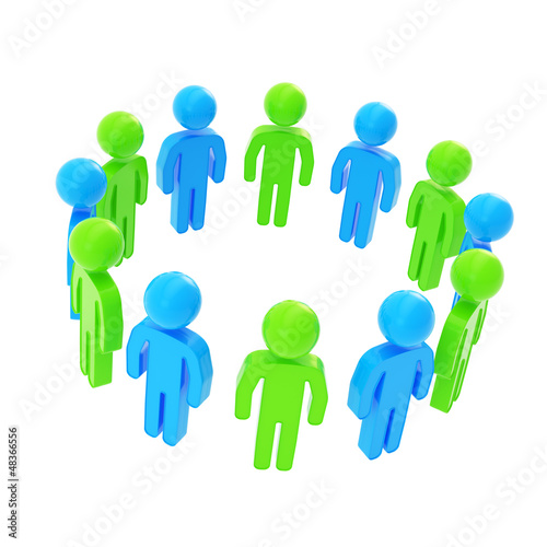 Illustration: Round frame made of group of symbolic people Round frame made of group of symbolic people