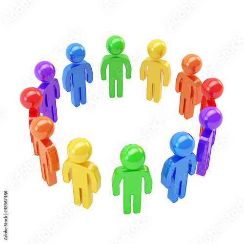 Illustration: Round frame made of group of symbolic people Round frame made of group of symbolic people