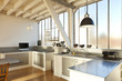 Photo: interior, beautiful kitchen of an old loft interior, beautiful kitchen of an old loft