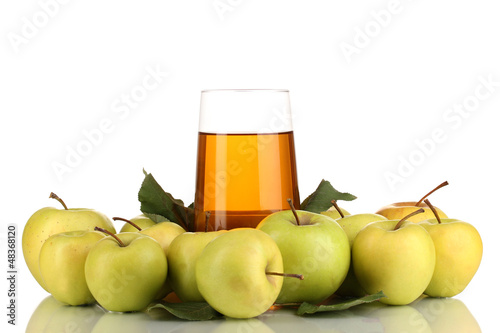 Photo: Useful apple juice with apples around isolated on white Useful apple juice with apples around isolated on white