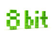 Pixel art 8 bit. 3d text isolated