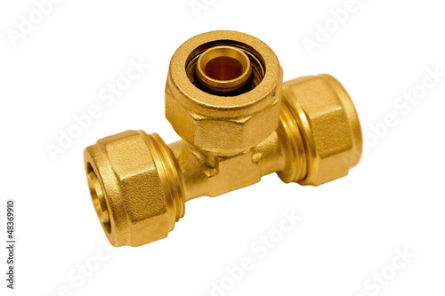 Photo: Brass tee for plastic pipes Brass tee for plastic pipes