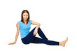 Photo: exercising woman isolated on white exercising woman isolated on white