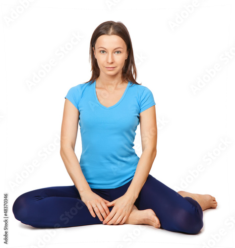 Photo: exercising woman isolated on white exercising woman isolated on white