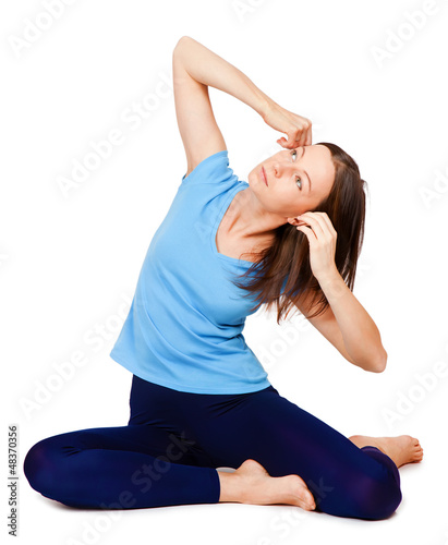 Photo: exercising woman isolated on white exercising woman isolated on white