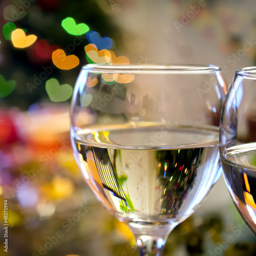 Photo: Glasses of wine on Valentine's Day Glasses of wine on Valentine's Day