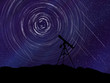 Illustration: Telescope silhouetted against the Meteor shower Telescope silhouetted against the Meteor shower