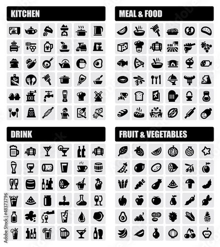 Vector: beverage, food, kitchen icons beverage, food, kitchen icons