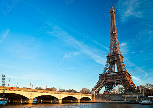 Photo: Eiffel tower at sunrise, Paris. Eiffel tower at sunrise, Paris.